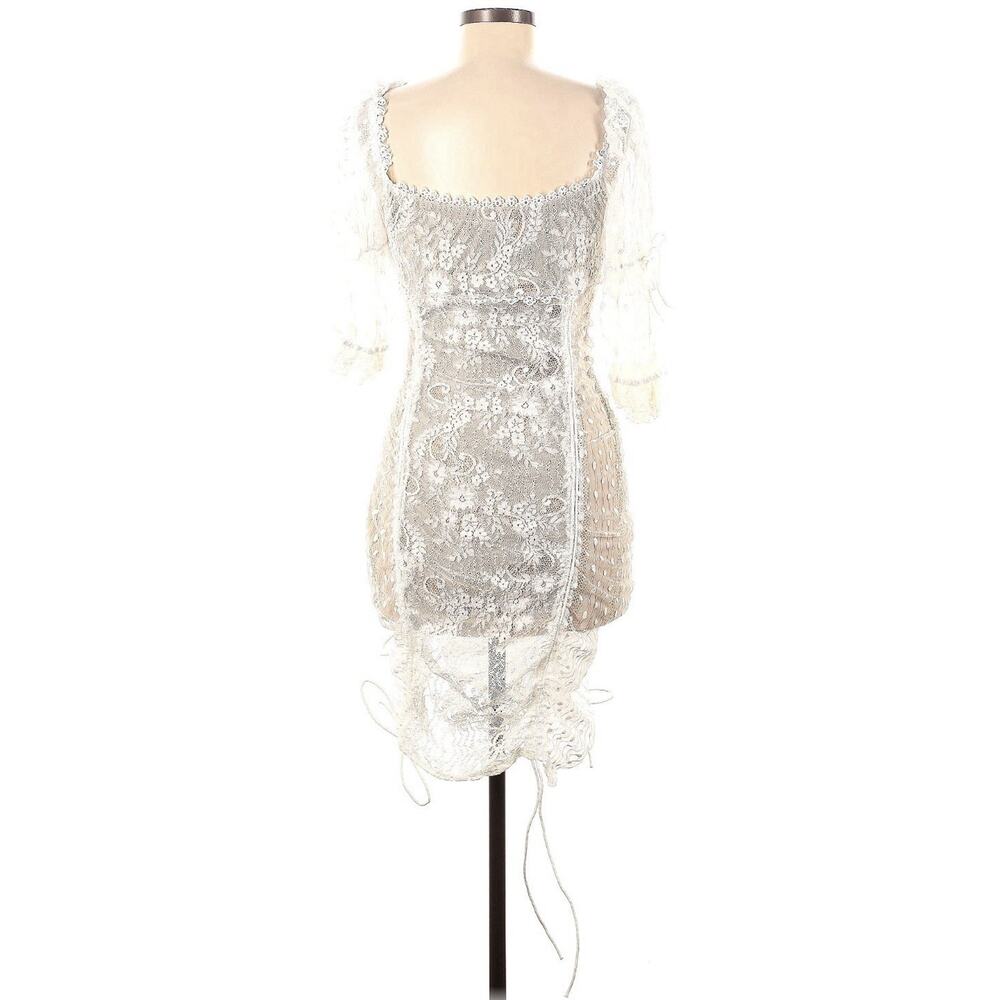 Fashion Nova White Angel Baby Lace Mini Dress Size L - Picture 3 of 5
